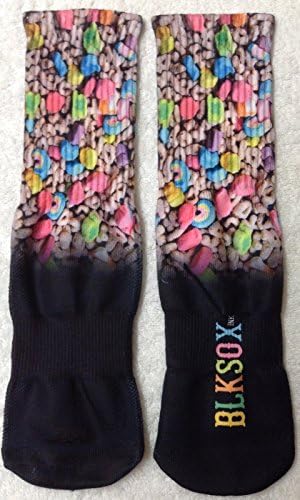 Medium BLK SOX INK Lucky Charms Cereal Sublimation Print Crew Socks M