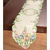 Multicolor Tulips Table Linens Runner