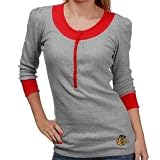 NHL Touch By Alyssa Milano Chicago Blackhawks Ladies Ash 1/2 Sleeve Thermal Henley T-shirt (Medium)