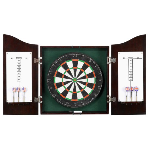 Hathaway Centerpoint Bristle Dart Board with Solid Wood Cabinet - Cherry Finish