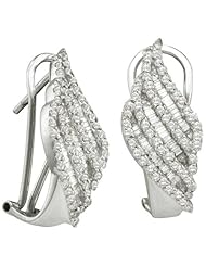 1.35 Carat (ctw) 14k White Gold Round & Baguette Cut White Diamond Ladies Fashion Earrings