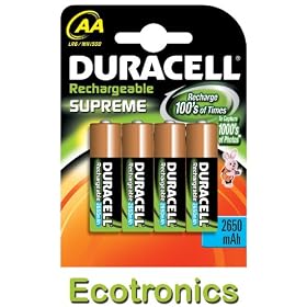 Duracell AA Rechargeable Supreme Batteries 2650 mAh 4 Pack
