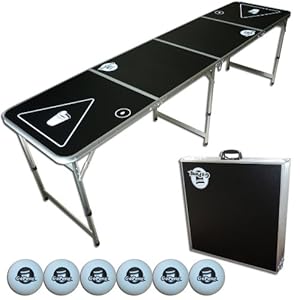 GoPong 8-Foot Portable Folding Beer Pong / Flip Cup Table (6 balls included)