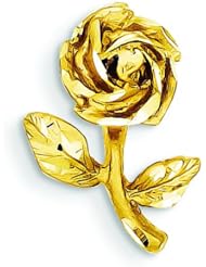 14K Yellow Gold Rose Charm Pendant Flower Jewelry