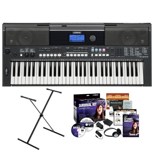 Yamaha PSR-E433 61-Key Portable Keyboard Bundle with Yamaha X-Style Stand, Power Adapter and Studio Headphones (Includes 2 Year Extended Warranty) On Sale