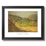Claude Monet French Hillside Flowers Landscape Home Decor Wall Picture Black Framed Art Print