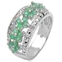 1.05 Carat Genuine Emerald Rounds & Diamond Accents Sterling Silver Ring