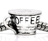 " Coffee Cup " Silver Charm Bead Pandora Troll Chamilia Kay Zable Compatible