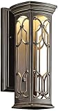 Kichler Lighting 49226OZ LED Franceasi 14-1/2-Inch Light Outdoor LED Wall Lantern, Olde Bronze with Light Umber Seedy Glass