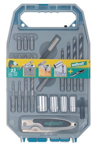 Wolfcraft 8749000 1x Werkzeug-Set f&uuml;r Akkuschrauber mit 6-kant Antrieb f&uuml;r Holz und Metall