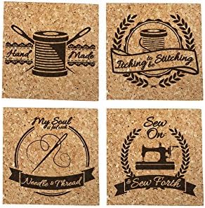 Sewing/Quilting Cork Coaster - 4 Pack