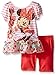 Disney Girls' 2 Piece Minnie Mouse Flower Chiffon Ruffle Top Bike Short Set