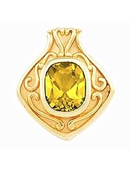 18K Yellow Gold Antique Cushion Cut Citrine Pendant -- LIFETIME WARRANTY