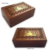 Wooden Jewelry Box With Cut Work, Brass Taj Mahal Engraved & Velvet Lined Inside (Free Shipping) Wbox0036