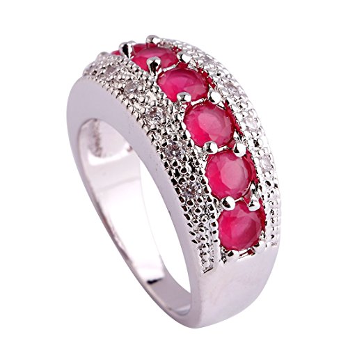 Psiroy Women's 925 Sterling Silver 1.3cttw Ruby Spinel Filled Ring