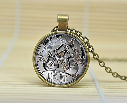 Steampunk Clock Pendant Steampunk Clock And Stop Watch Gifts For Him Steampunk Jewelry Glass Cabochon Necklace A0838
