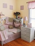 Babykins Pink French Toile Brown Minky Girl Nursery Baby Crib 12 PC Set