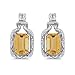 14k White Gold Emerald-cut Citrine And Diamond title=