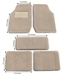 Eurow Tan Premium Plush Pile Carpet Floor Mat - 5 Piece
