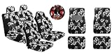 13pc Charcoal Dark Grey Hawaiian Seat Covers Combo with Front and Rear Carpeted Floor Mats Front High Back Seat Covers Bench Rear Cover Steering Wheel Cover and a Set of Shoulder Pads