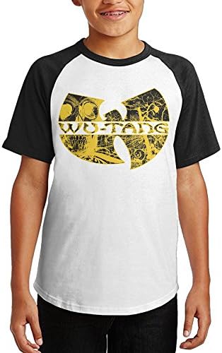 Wu-Tang Clan Black L Junior Boy's Short Sleeve Raglan Round Collar Loose Fit Shirt