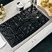 GE Profile JGP970SEKSS 36 Gas Cooktop with 5 Sealed Burners, Black Surface, Stainless Steel Accent