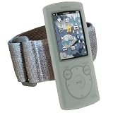 iGadgitz Clear Silicone Skin Case Cover and Sports Gym Jogging Armband for Sony Walkman NWZ-S765 NWZ-S764 S Series Video MP3 Player 8gb 16gb + Screen Protector (NWZ-S765B, NWZ-S765W)
