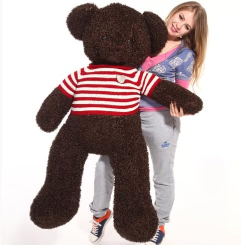 HDYCBlansdi-55"-Giant Huggable and Adorable Smile with wearing red-white sweater Soft stuffed Plush Teddy Bear Deep brown
