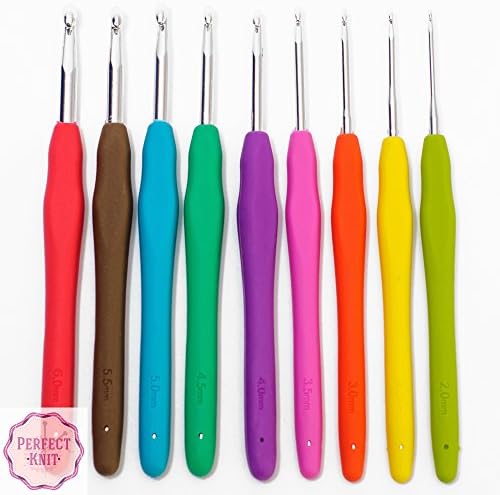 Crochet Hooks-Ergonomic Grip Crochet Hooks-Soft Handle Crochet Hooks-9 pcs Crochet Hooks Set-Easy To Handle Crochet Hooks-Great Gift For Anybody Who Loves To Crochet, Use These and Never Go Back to Plain Metal Crochet Hooks Again, No More Pain or Stress In Your Hands.