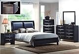 4pcs Queen Size Bedroom Set - Black Finish