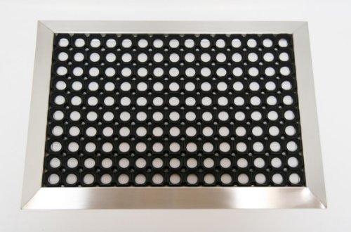  Edelstahlrahmen mit Fußmatten, Ringgummi-Matte 700x500 mm, Gr. 1