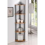 5 Tier Corner Bookcase Stand Dsiplay Rack - Light Cherry Finish