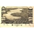 Bird's eye view of Lake Geneva, Walworth Co., Wis. 1882. Drawn by Wellge & Poole. Beck & Pauli, lithographers, Milwaukee, Wis., large historic panoramic map reprint 57x36