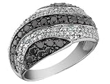 51qPJEZ%2BaUL. SL160  White and Black Diamond Cocktail Ring 1.04 Carat (ctw) in 14K White Gold