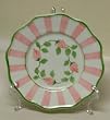 Pink Rose Buds and Pink Stripes Porcelain Plate with Stand
