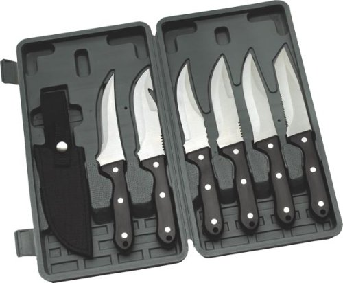 Maxam® 8pc Stainless Steel Hunting / Fishing Knife Set
