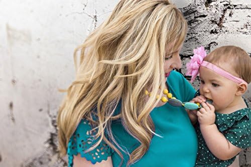 Classy Asymmetrical Baby Pain Relieving Yellow and Grey Silicone Teether Necklace: For Moms With Nursing and Teething Babies. Great Shower Gift!