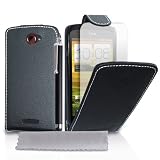 Mobile Madhouse TM HTC ONE S Accessoire Paquet Noir Cuir Feuilleter Etui Coque Avec Stylet Pen Ecran Protecteur Film Et Tissu de Polissage Micro Fibrepar Mobile Madhouse