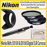 52mm Lens Accessory Bundle Kit For Nikon D3100 D5100 Digital SLR Camera Inc ....
