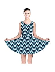 Chevron Print Stretchy Vintage Polyester/Spandex Skater Dress 