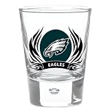 Philadelphia Eagles 2 oz Round Shot Glass Tribal Flames Officially Licensed Team Logo NFL Football