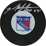 Mark Messier New York Rangers Autographed Hockey Puck with HOF Inscription