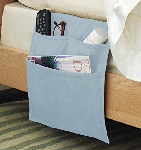 High Road 3 Pocket Suede Bedside Storage Organizer Book Remote Glasses Caddy - Light Blue