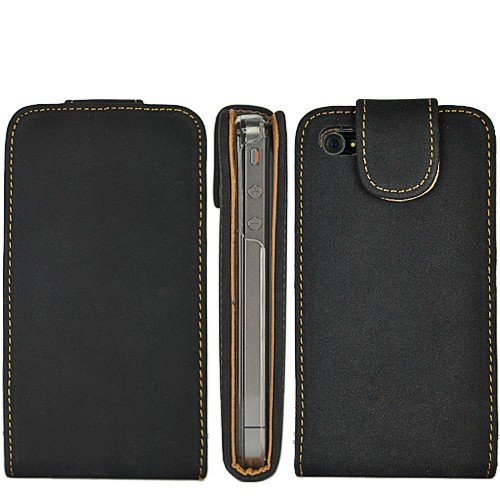 Black Wallet Style Magnetic Flip Vertical Leather 