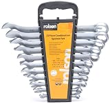 Rolson Tools 46681 22pv Combi Spanner CV Satin Finish on Rack mm and AF
