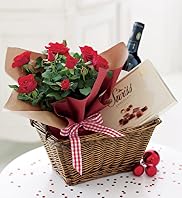 Christmas Rose & Red Wine Basket Christmas Rose & Red Wine Basket