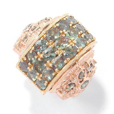 14K Rose / Yellow Gold Alexandrite Half-Circle Ring