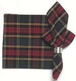 Durable Hand Woven 100% Cotton Red and Green Plaid Napkins 22x22 Inches Set of 12