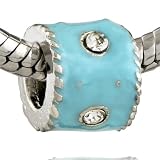 Blue Drum April Birthstone Charm Bead Fits Pandora Bracelet