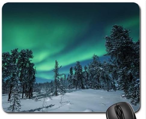 WMSHOP northern lights above a winter scene Mouse Pad, Mousepad (Forces of Nature Mouse Pad)